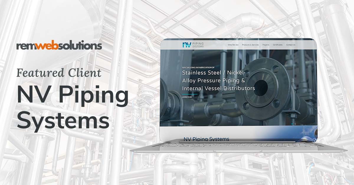 NV Piping Systems website on a computer monitor